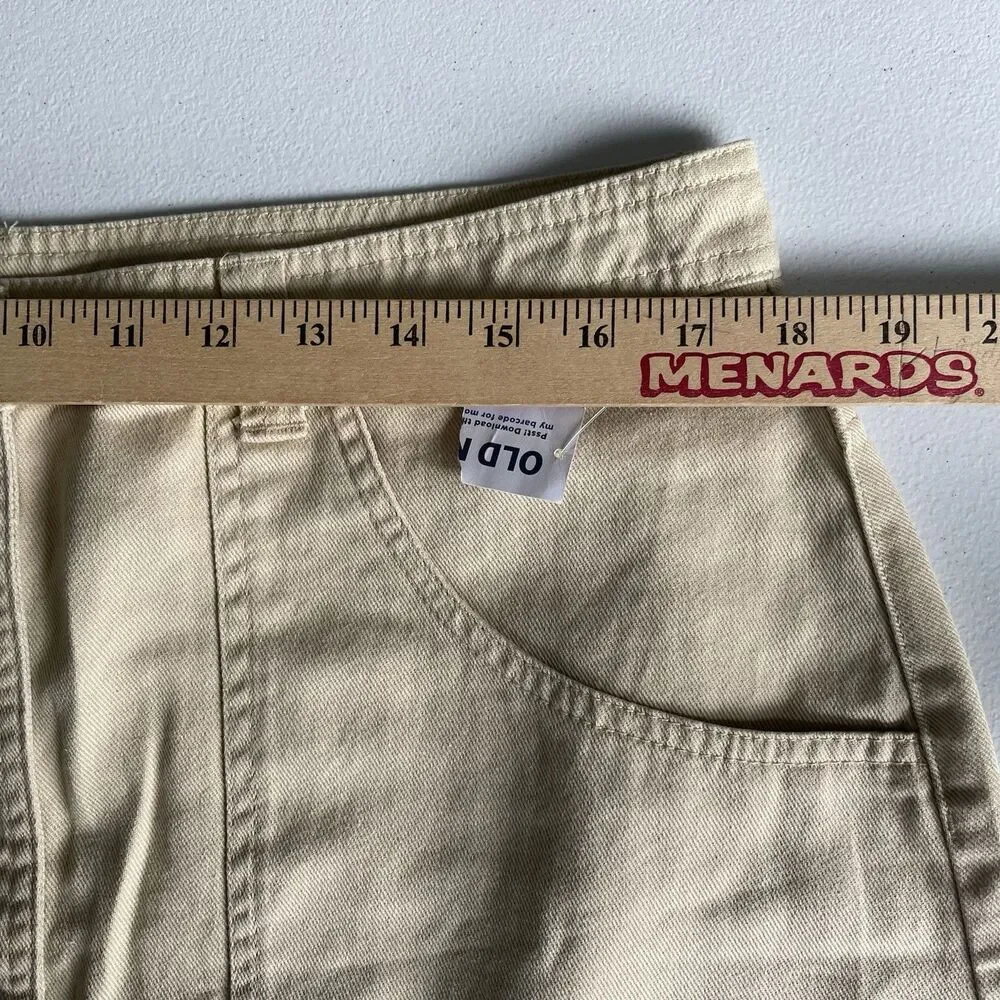 Old Navy Denim Mini Skirt Beige Tan 100% Cotton Button Detail Women's Size 14
